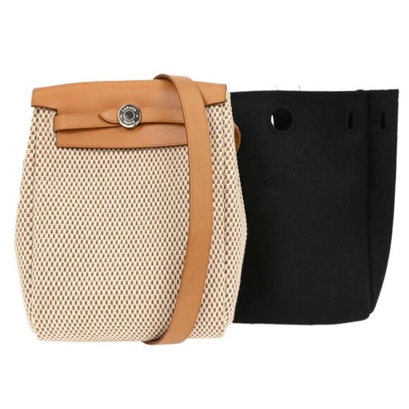 Hermes Beige Black Toile GM Officier Herbag TPM 2 in 1 Shoulder Bag - Picture 2 of 10